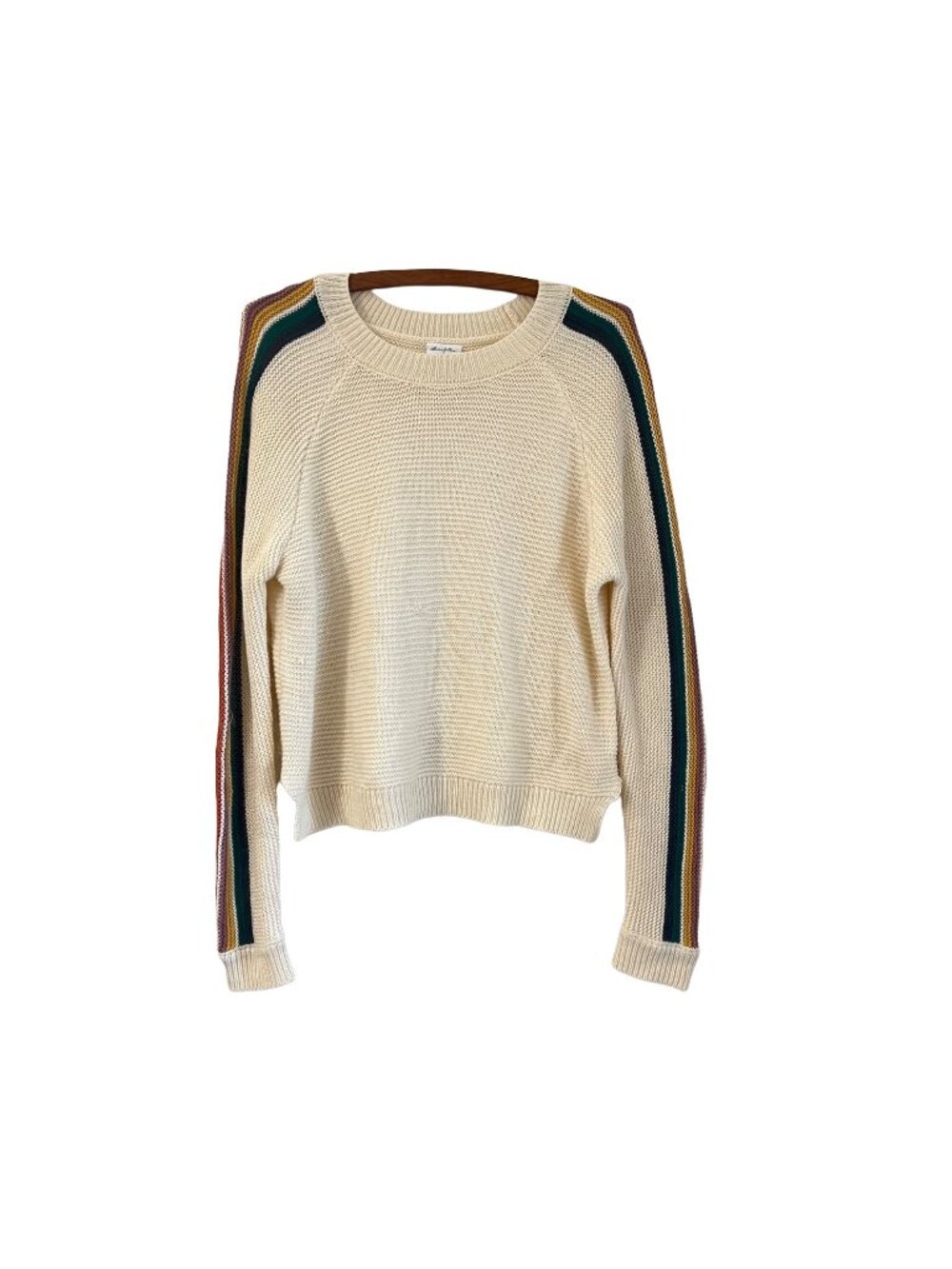 Others Follow Boho Rainbow Sleeve Stripe Loose Knit Pullover Sweater Size Large